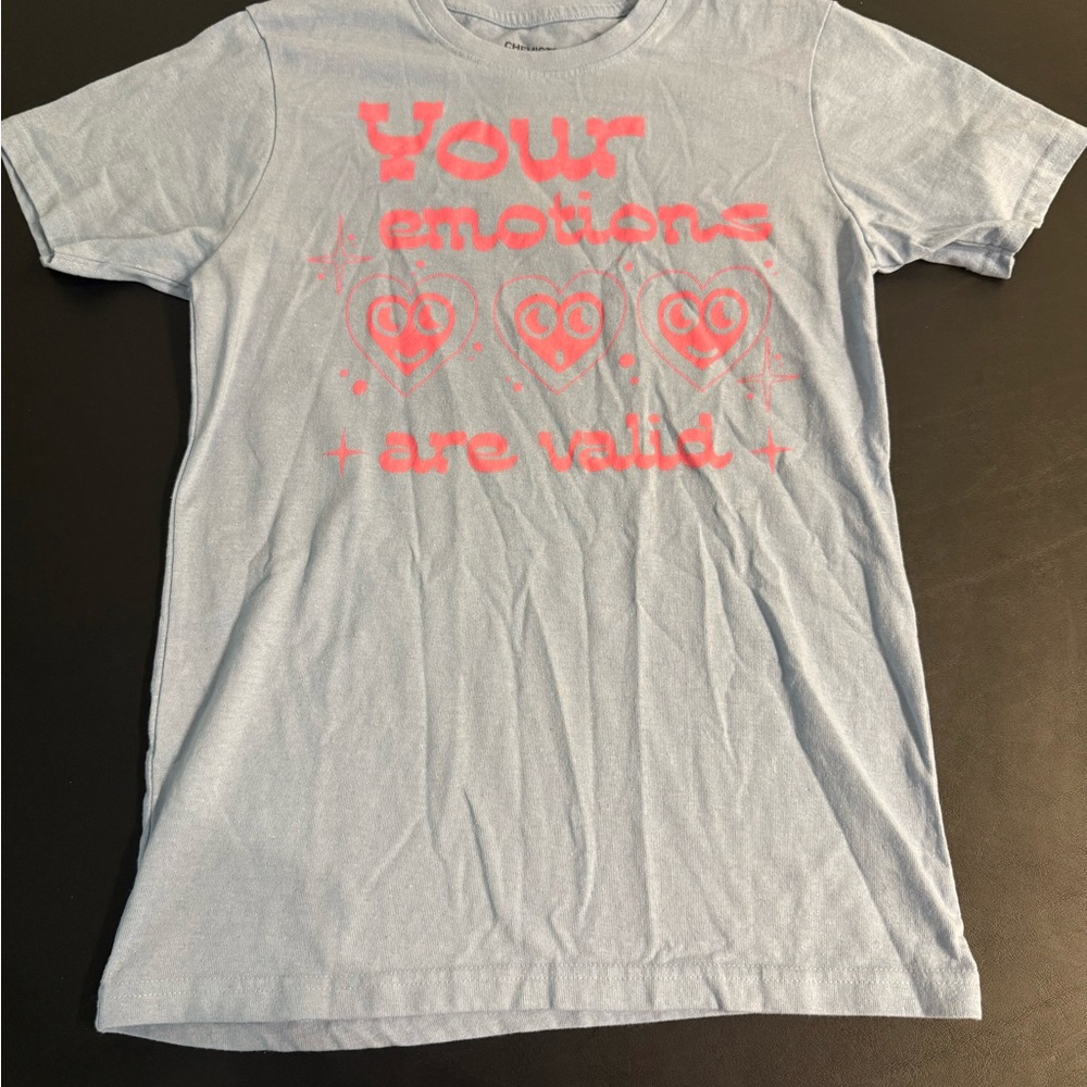 Chemistry Light Blue Tee with Pink Graphic